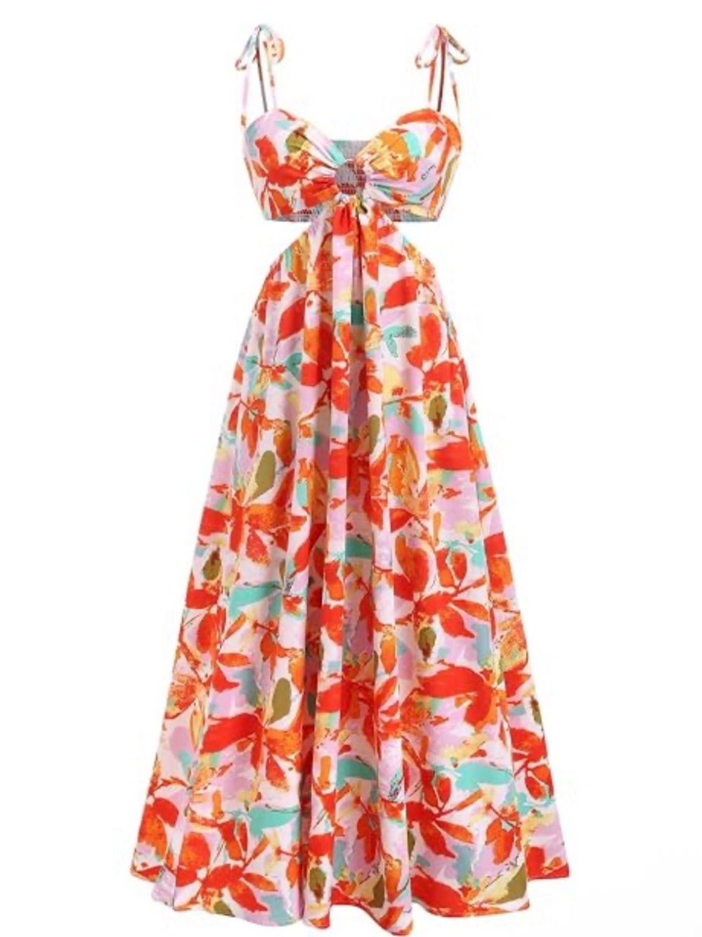 Amazon Floral Cutout Maxi Dress in Orange Multi - Picture 4 of 4